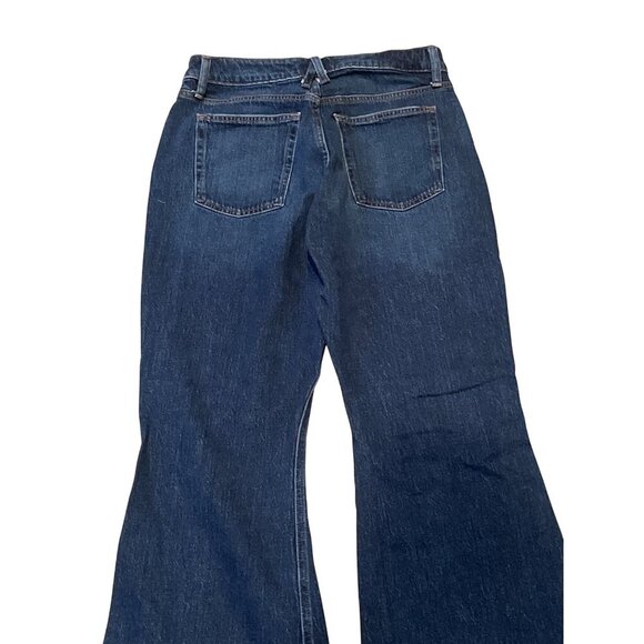 Womens Blue Jeans 12 Regular High Rise Curvy Fit Flare Leg 90s Style Dark Wash - Picture 10 of 13